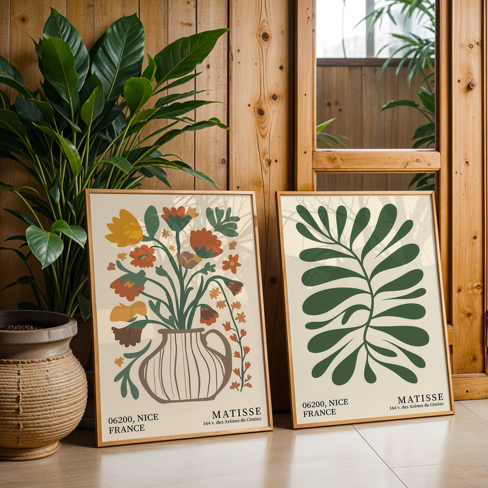 Office Furniture And Design - 2pcs Green Bohemian Floral Canvas Wall