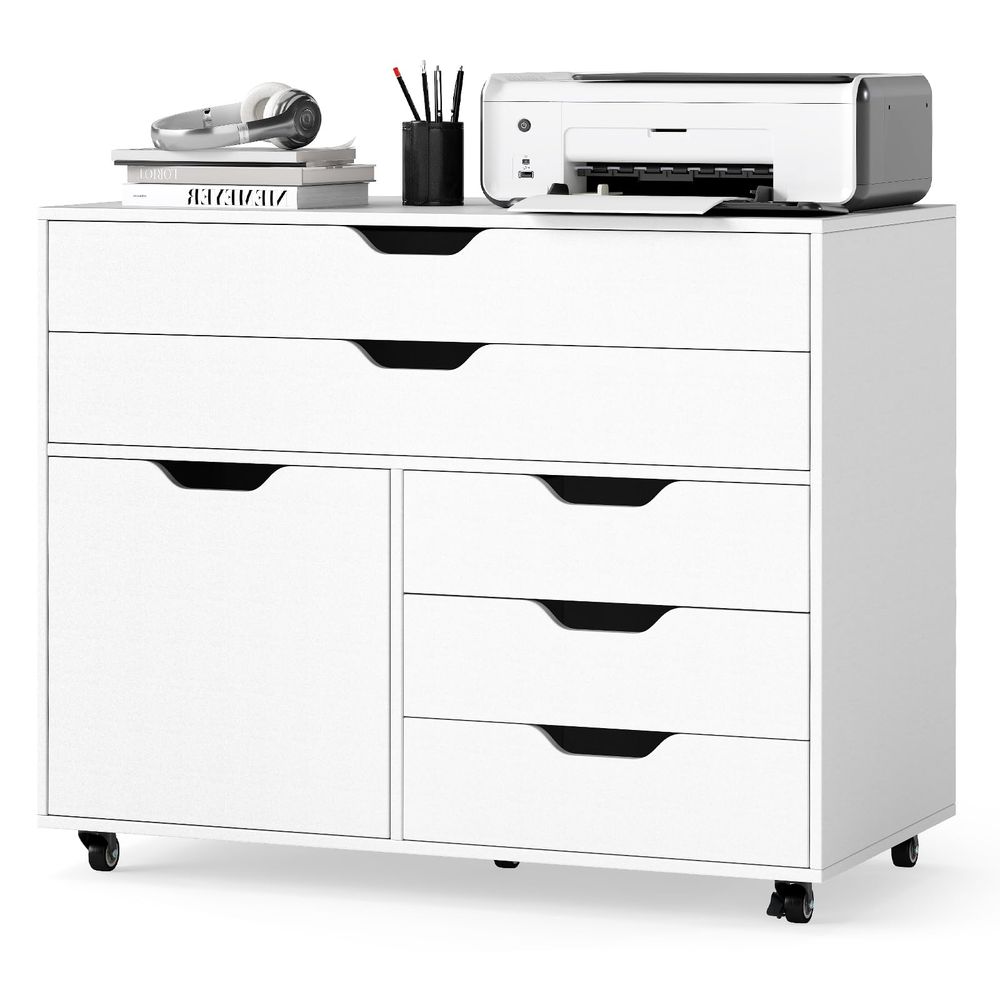 File Cabinet Lateral - 5Drawer Mobile File Cabinet, Rolling Lateral
