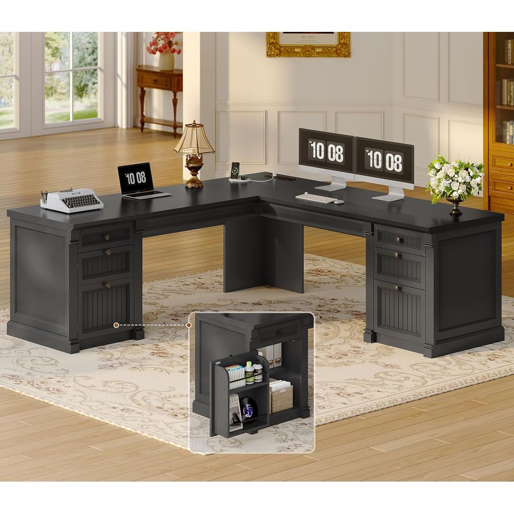Office X Furniture - L Shaped Desk with 4 Ders,