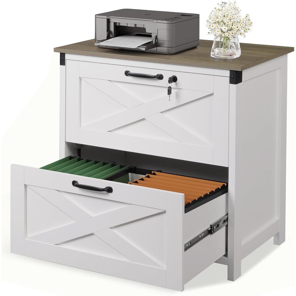 File Cabinet Lateral - Wooden Lockable Lateral Filing Cabinet for