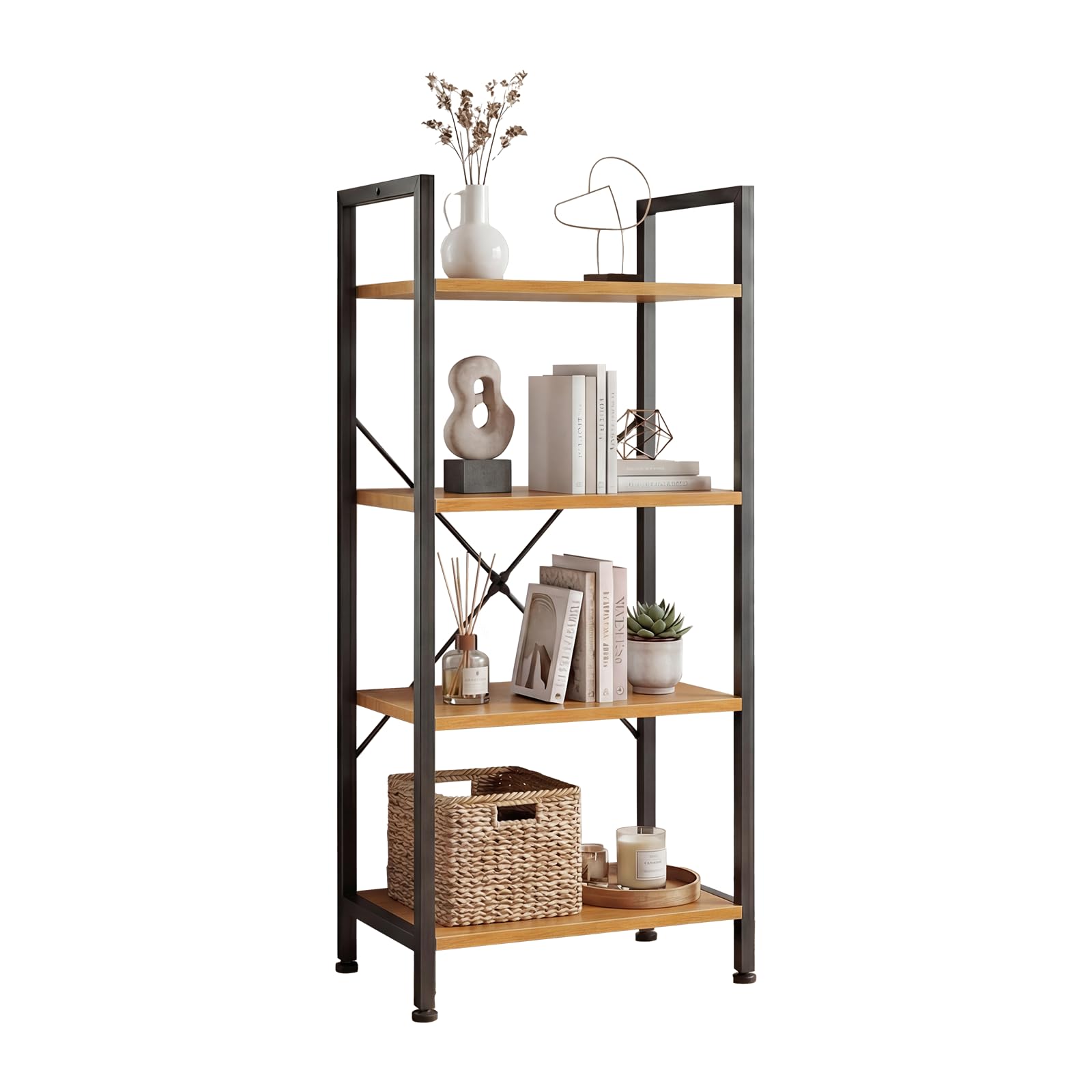 Office X Furniture - 5 Tier Modern Bookshelf Tall Narrow