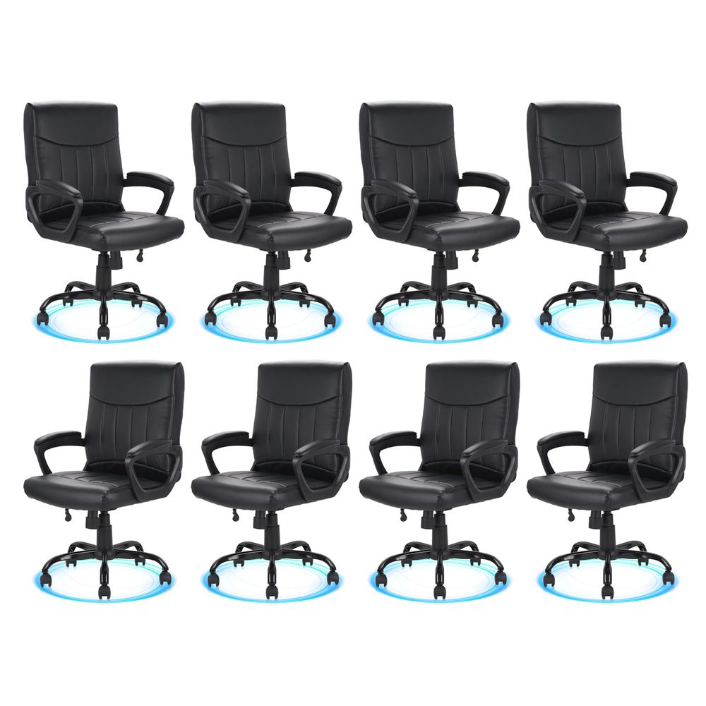Task Chair Mid Back - Leather Office Executive Chair with Lumbar