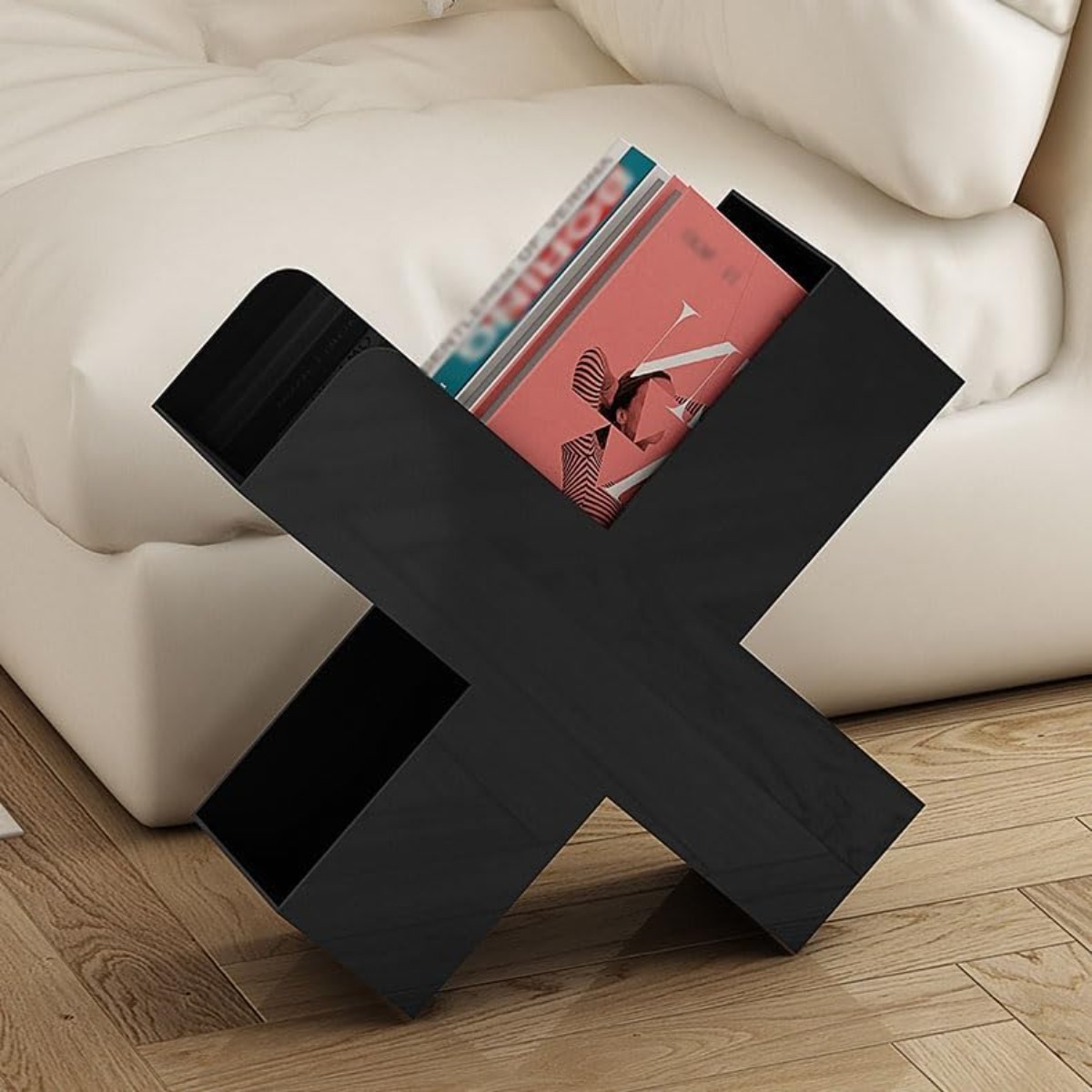 Office X Furniture - Nordic style X-shaped metal magazine rack,