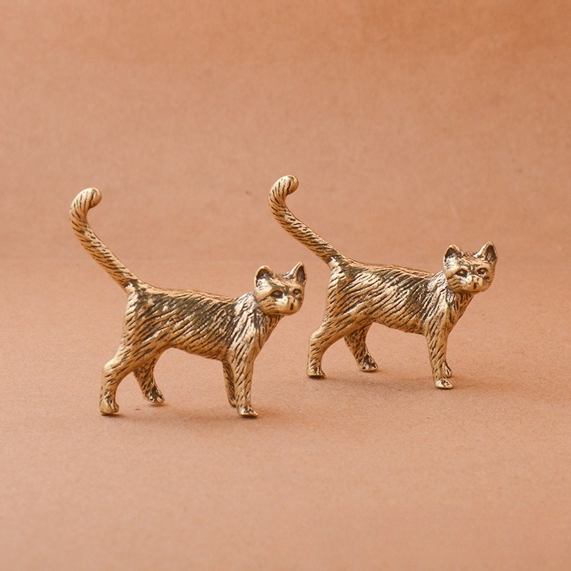 Office Furniture Hon - Retro Brass Little Cat Statue Creative