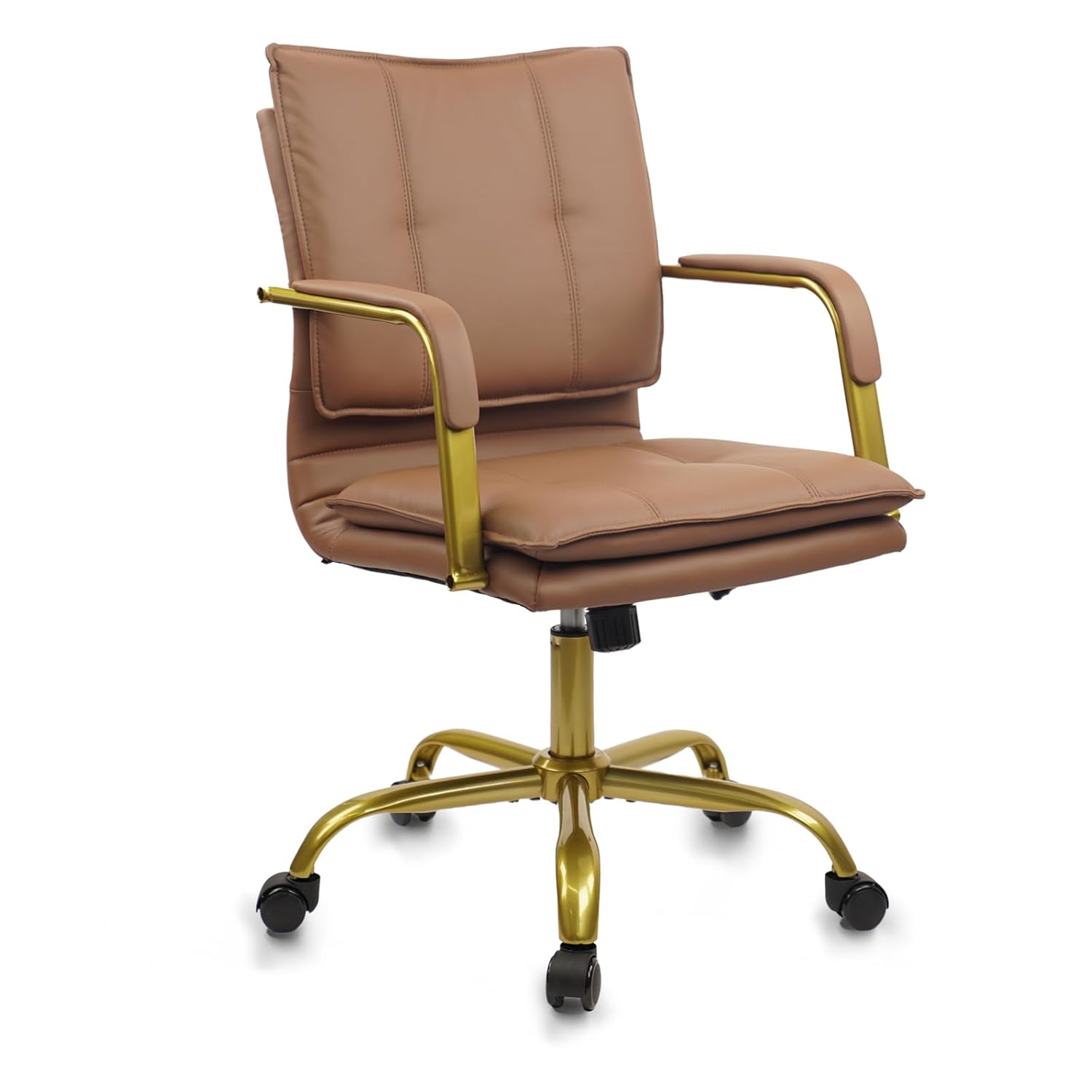 Task Chair Mid Back - Leather Mid-Back Swivel Office Chair with