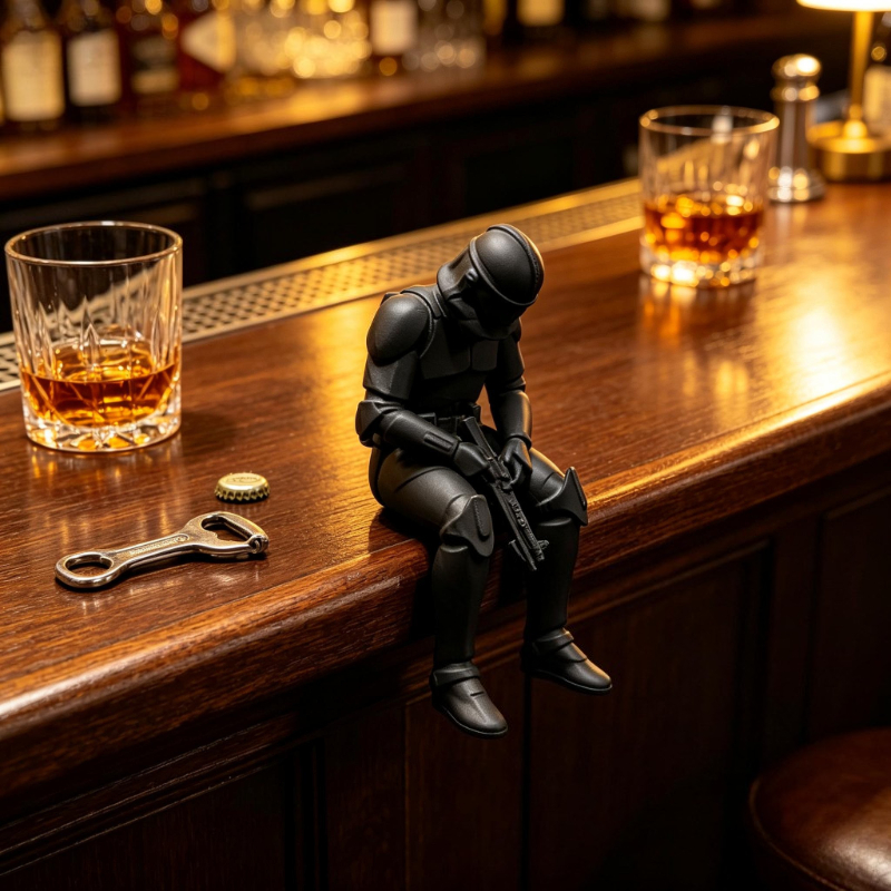 Office Furniture Hon - Mini Cool Sitting Soldier Figurine Desktop