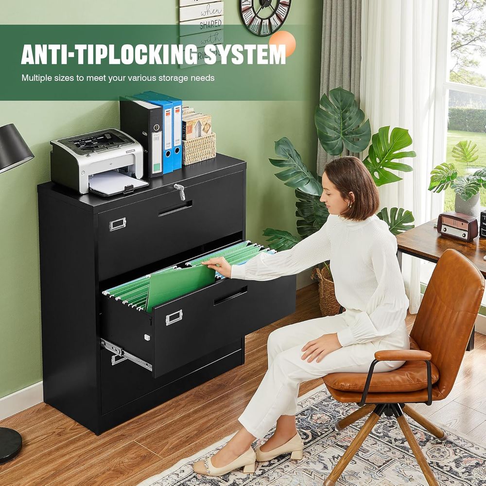 Black Lateral 3 Drawer Locked  – обзор и цена File Cabinet Lateral