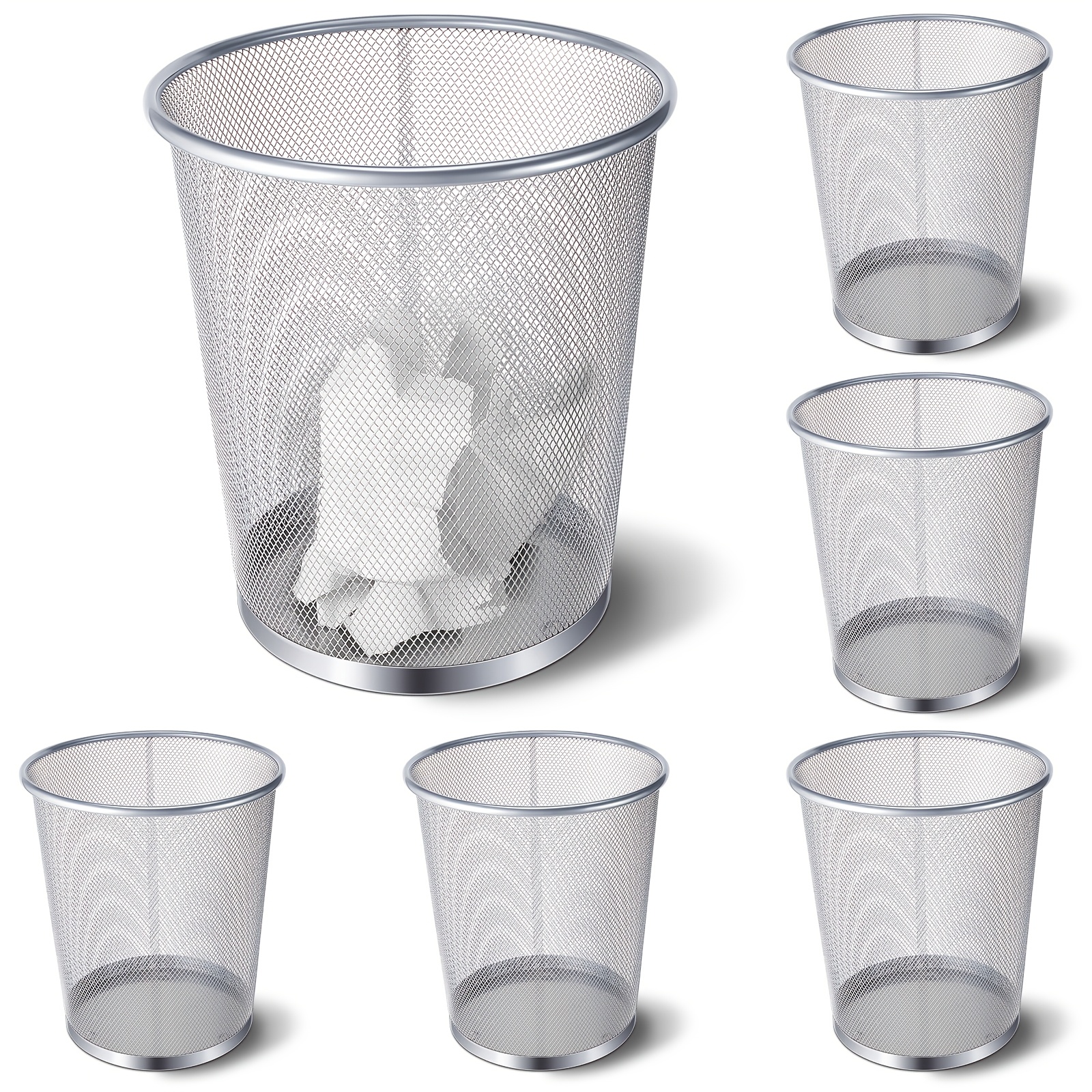 6 Pack Silvery Office Trash Ca – обзор и цена Paper Basket Mesh
