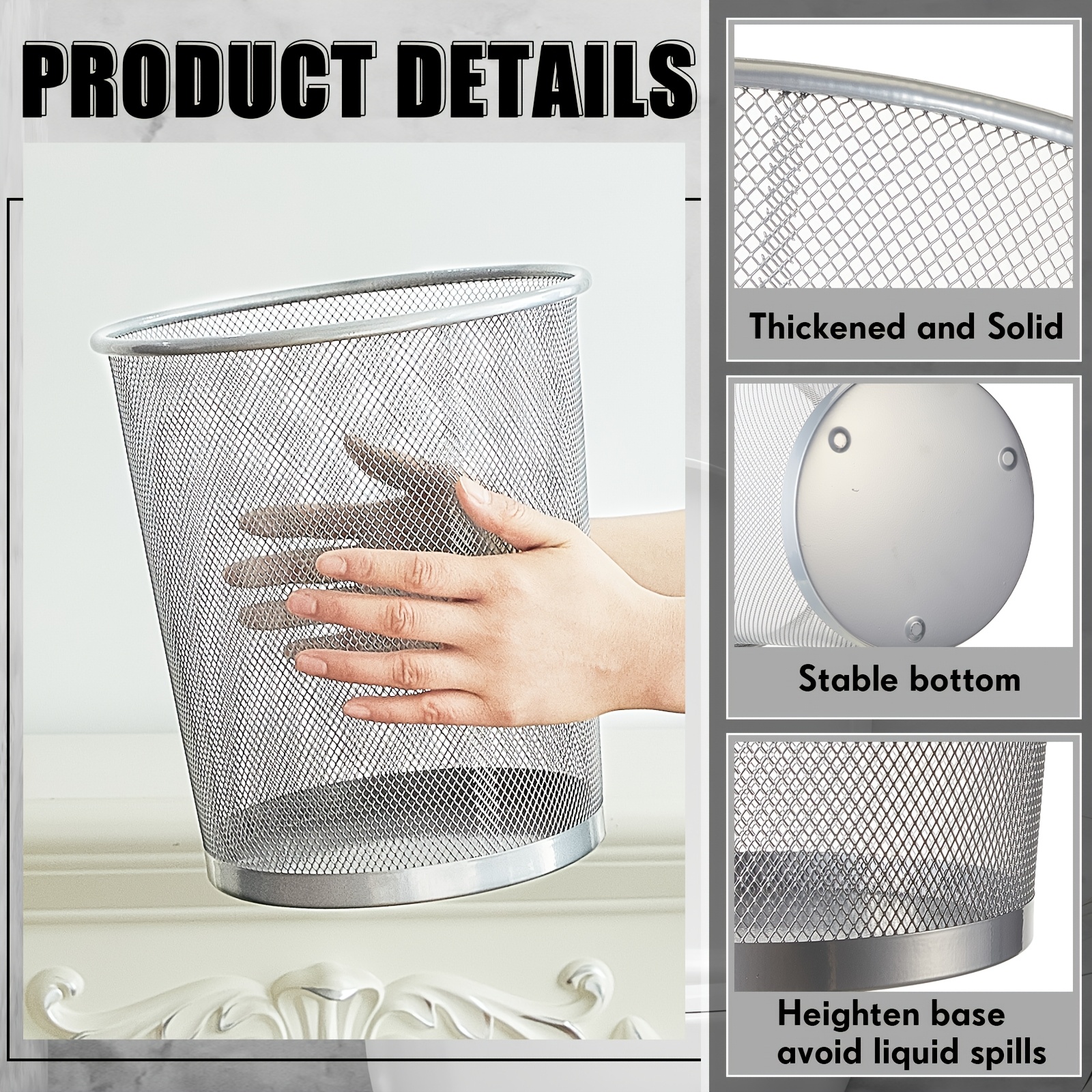 6 Pack Silvery Office Trash Ca – обзор и цена Paper Basket Mesh