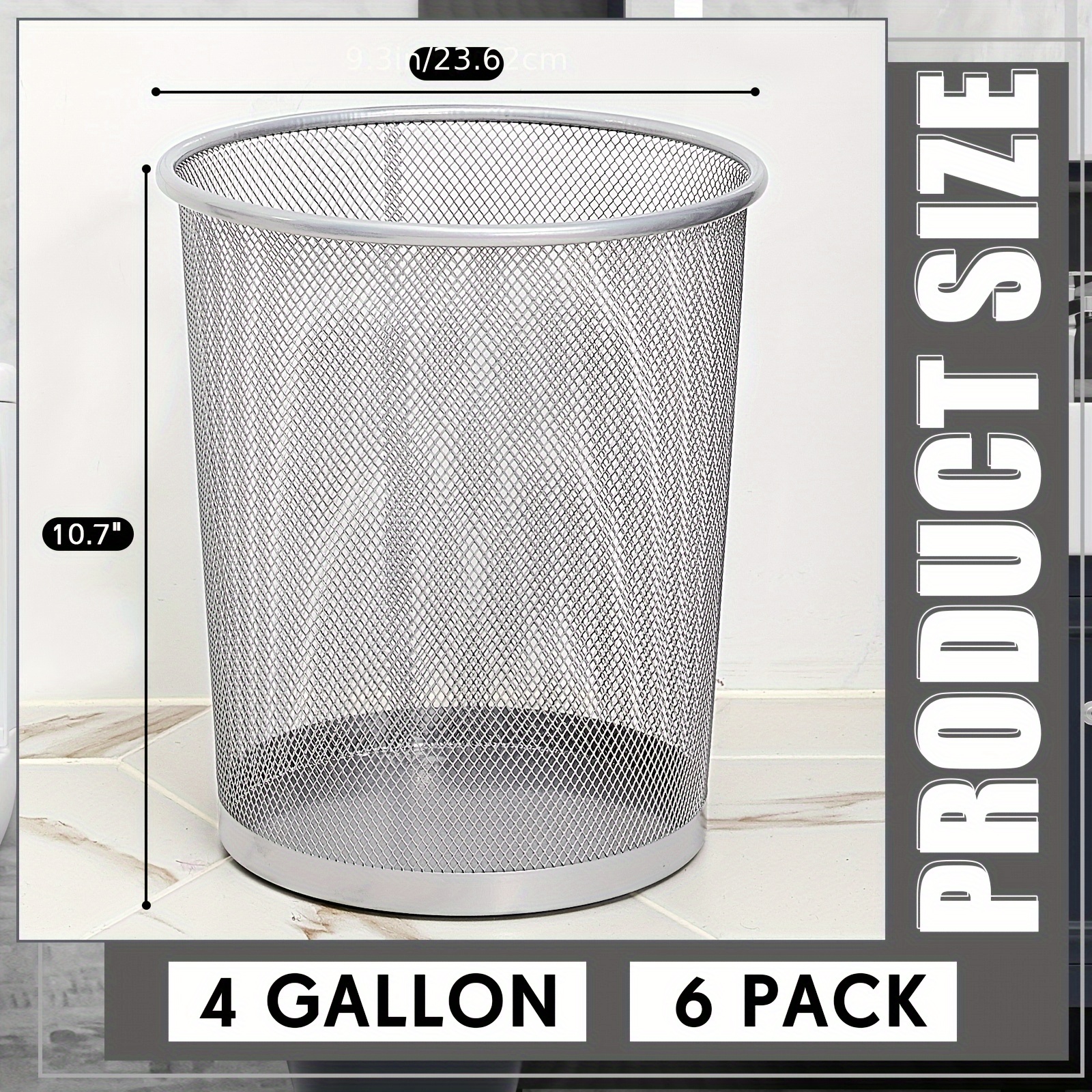 6 Pack Silvery Office Trash Ca – обзор и цена Paper Basket Mesh