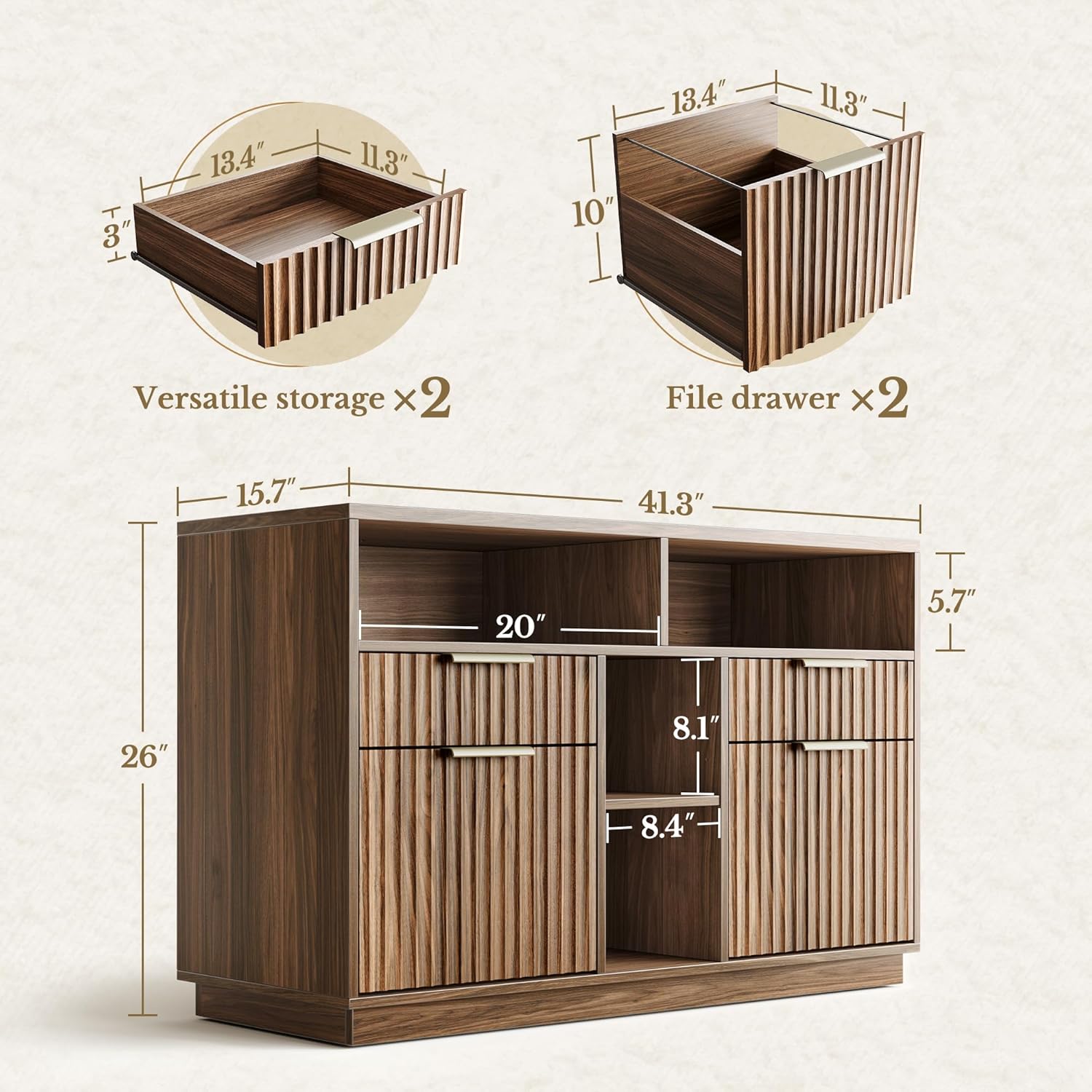 4 Drawer File Cabinet, Fluted  – обзор и цена File Cabinet Lateral