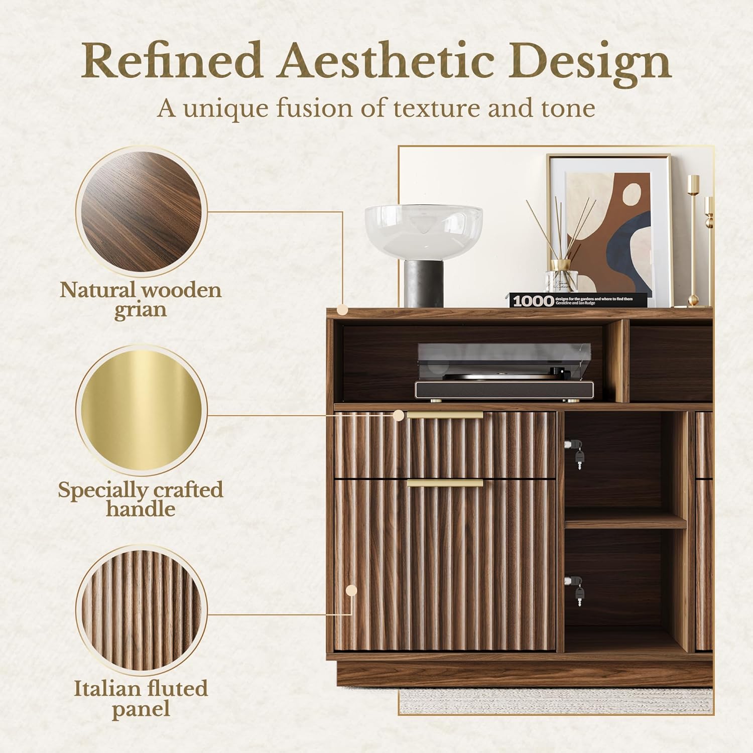 4 Drawer File Cabinet, Fluted  – обзор и цена File Cabinet Lateral