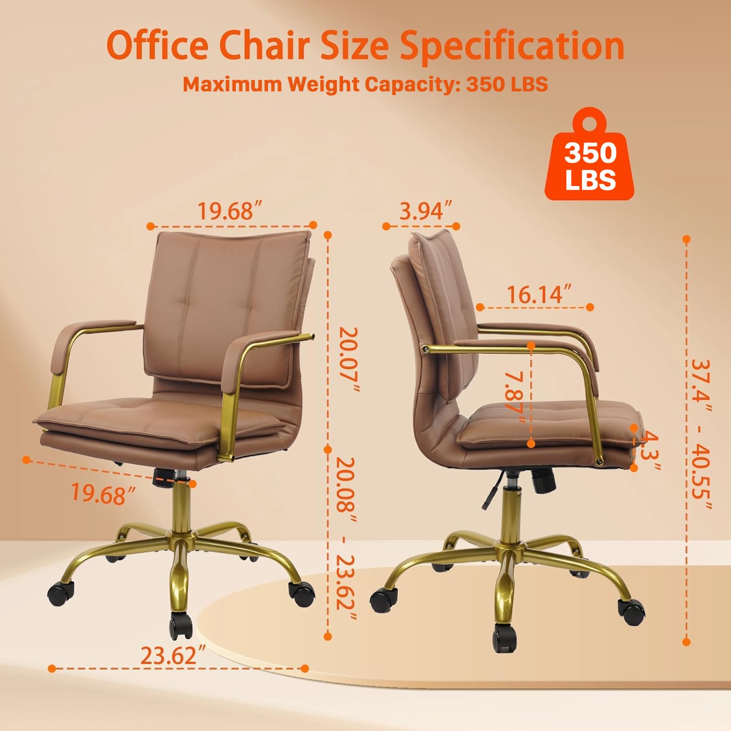 Leather Mid-Back Swivel Office – обзор и цена Task Chair Mid Back