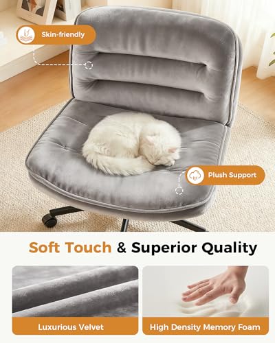 Gray Velvet Armless Swivel Off – обзор и цена Office X Furniture